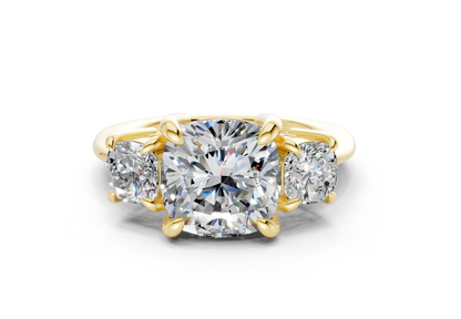Valencia Diamond Three Stone Cushion Square Cut 2mm Engagement Ring
