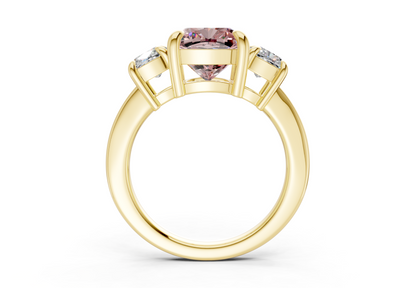 Valencia Pink Diamond Three Stone Cushion Square Cut 2mm Engagement Ring