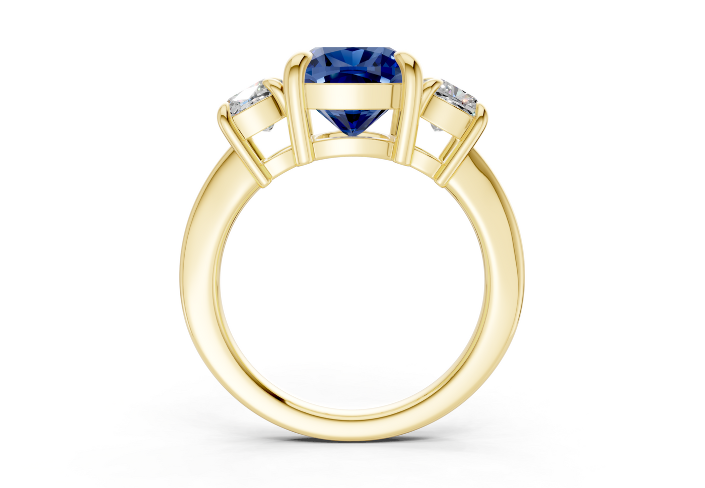 Valencia Sapphire Gemstone Three Stone Cushion Square Cut 2mm Engagement Ring