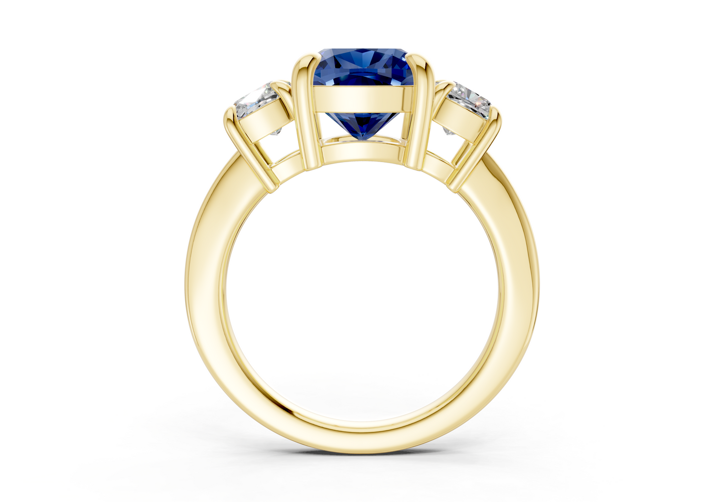 Valencia Sapphire Gemstone Three Stone Cushion Square Cut 2mm Engagement Ring