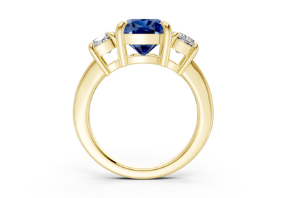 Valencia Sapphire Gemstone Three Stone Cushion Square Cut 2mm Engagement Ring