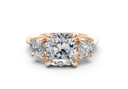 Valencia Diamond Three Stone Cushion Square Cut 2mm Engagement Ring