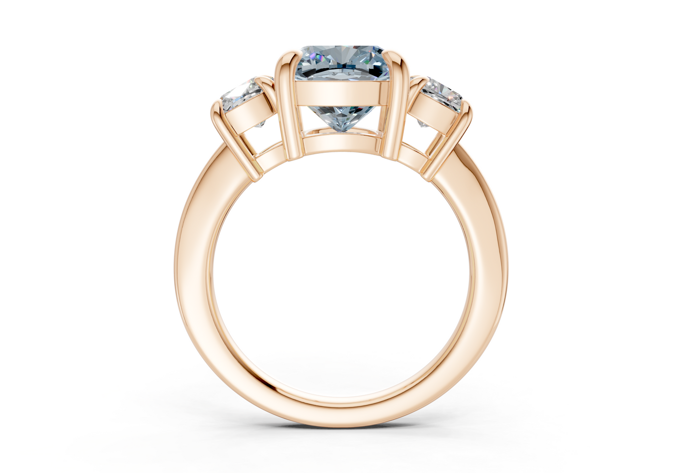 Valencia Blue Diamond Three Stone Cushion Square Cut 2mm Engagement Ring