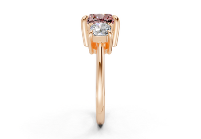 Valencia Pink Diamond Three Stone Cushion Square Cut 2mm Engagement Ring