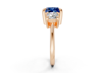 Valencia Sapphire Gemstone Three Stone Cushion Square Cut 2mm Engagement Ring