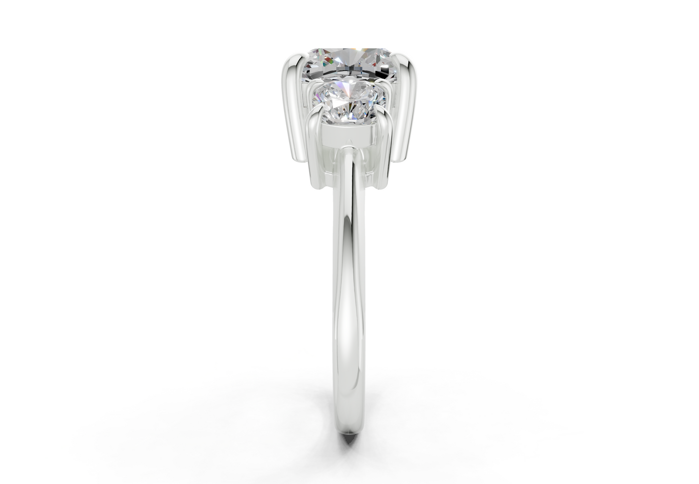 Valencia Diamond Three Stone Cushion Square Cut 2mm Engagement Ring