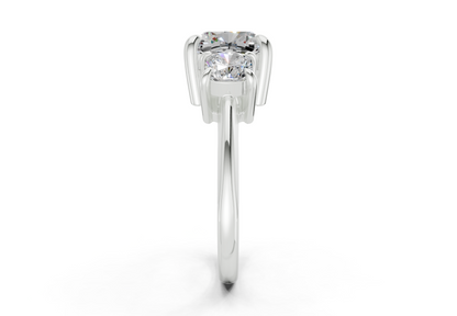 Valencia Diamond Three Stone Cushion Square Cut 2mm Engagement Ring