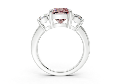 Valencia Pink Diamond Three Stone Cushion Square Cut 2mm Engagement Ring