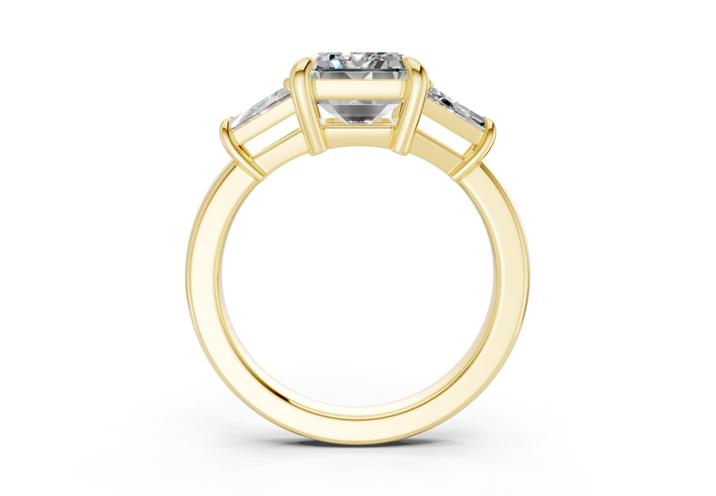 Vespera Diamond Three Stone Emerald Cut 2.5mm Engagement Ring
