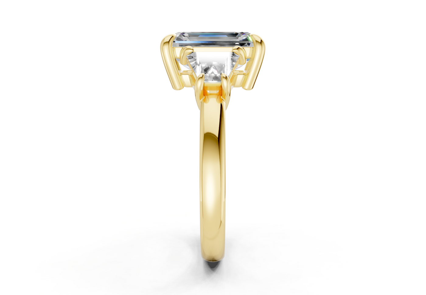 Vespera Diamond Three Stone Emerald Cut 2.5mm Engagement Ring