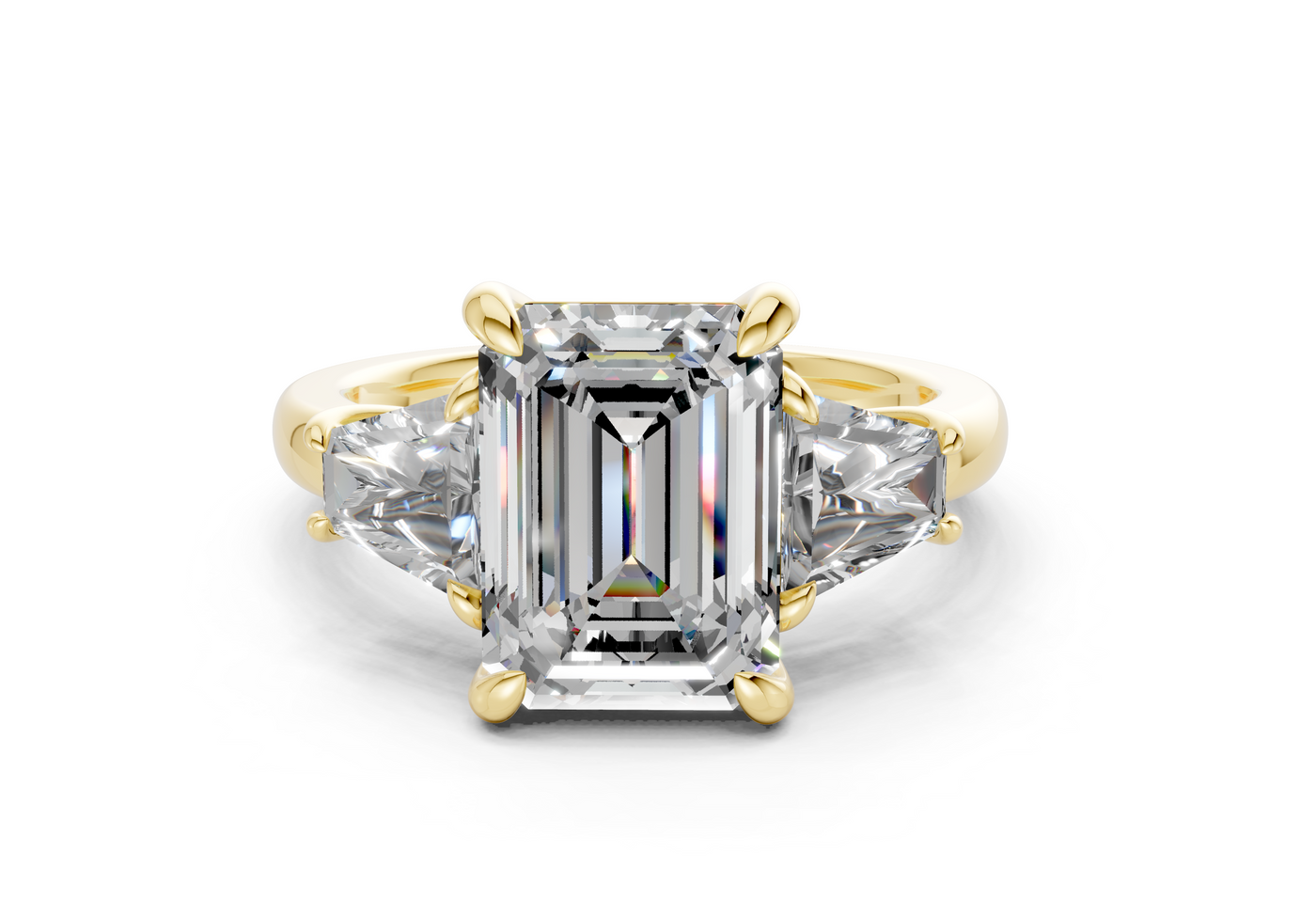 Vespera Diamond Three Stone Emerald Cut 2.5mm Engagement Ring