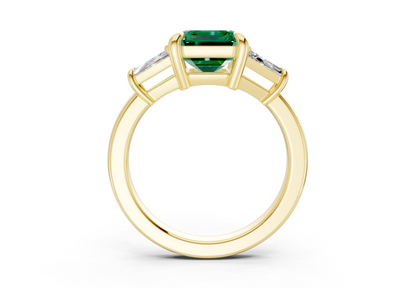 Vespera Emerald Gemstone Three Stone Emerald Cut 2.5mm Engagement Ring