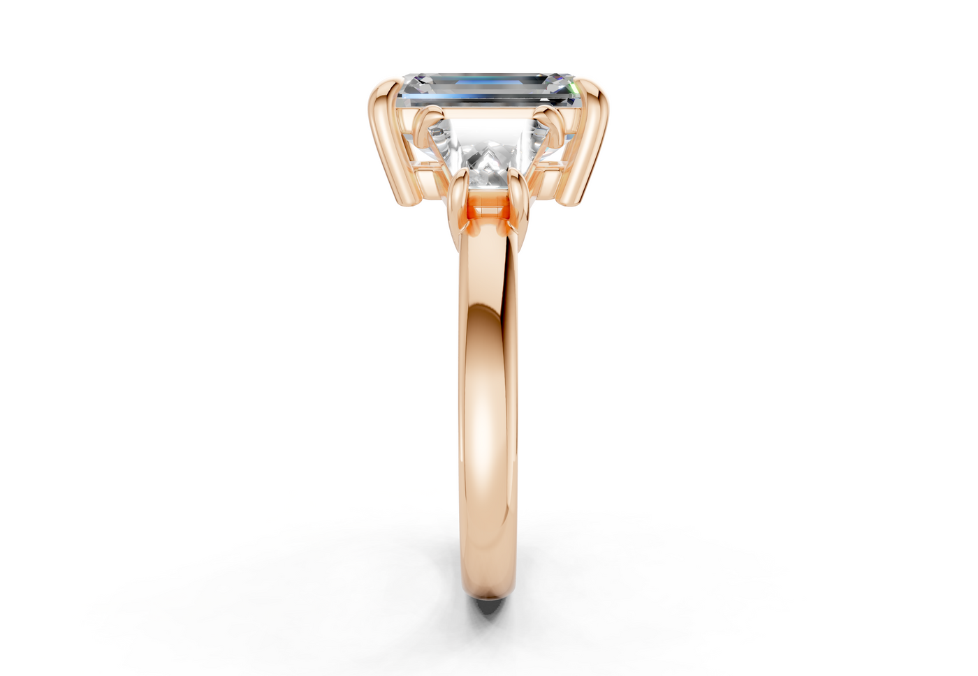 Vespera Diamond Three Stone Emerald Cut 2.5mm Engagement Ring