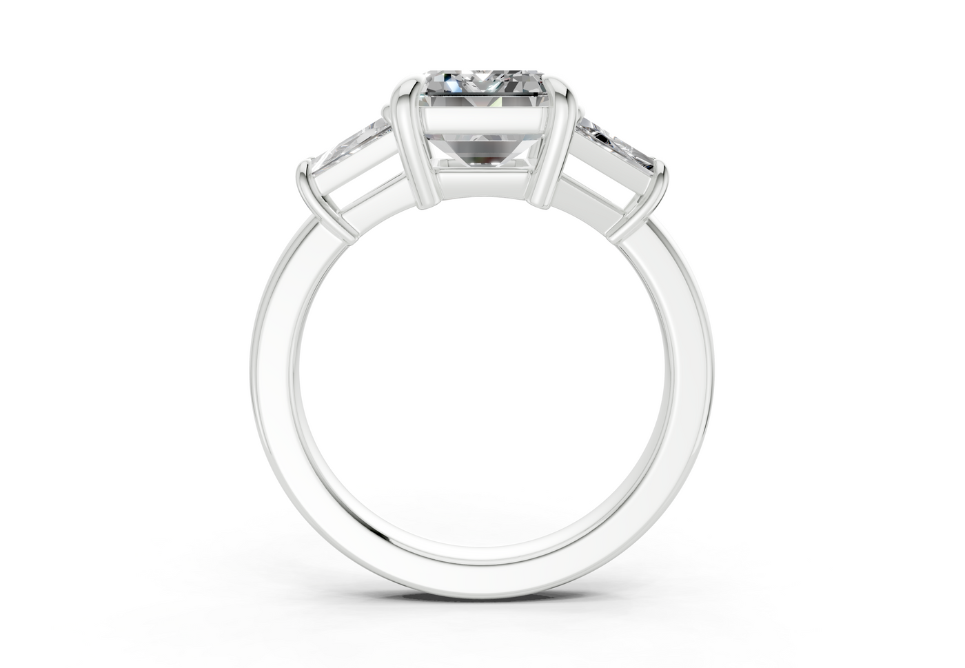 Vespera Diamond Three Stone Emerald Cut 2.5mm Engagement Ring