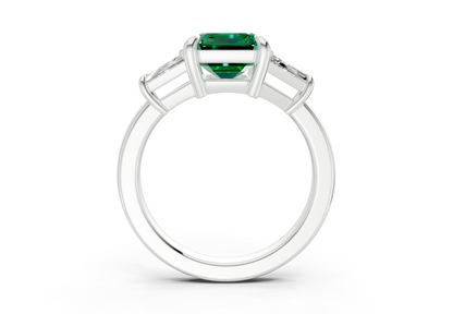 Vespera Emerald Gemstone Three Stone Emerald Cut 2.5mm Engagement Ring