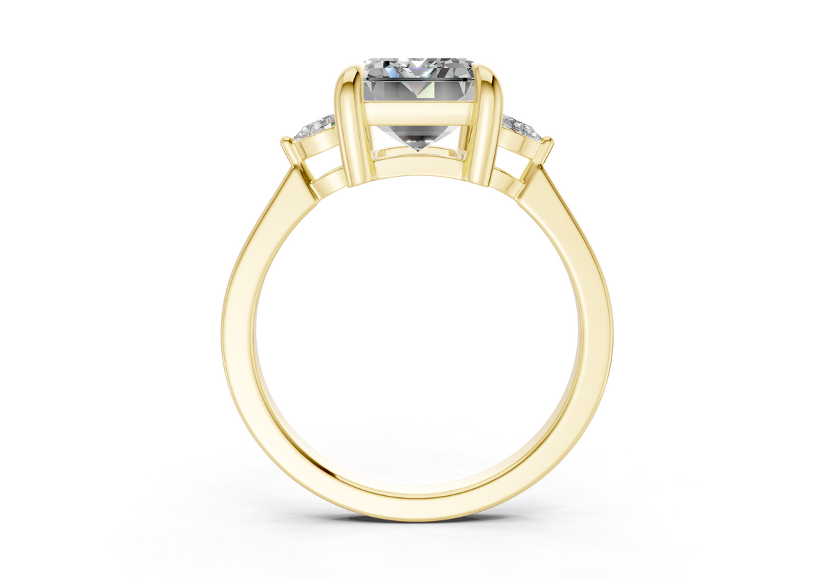 Mariana Diamond Three Stone Emerald Cut 2mm Engagement Ring