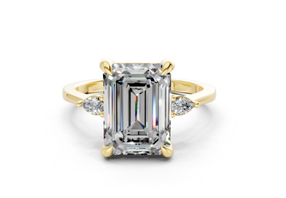 Mariana Diamond Three Stone Emerald Cut 2mm Engagement Ring