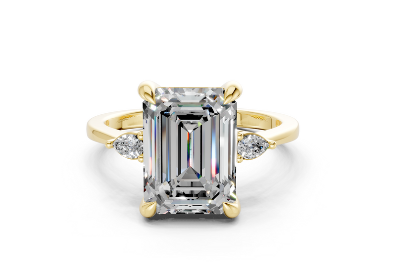 Mariana Diamond Three Stone Emerald Cut 2mm Engagement Ring