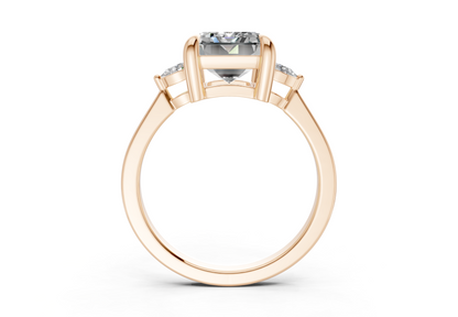 Mariana Diamond Three Stone Emerald Cut 2mm Engagement Ring