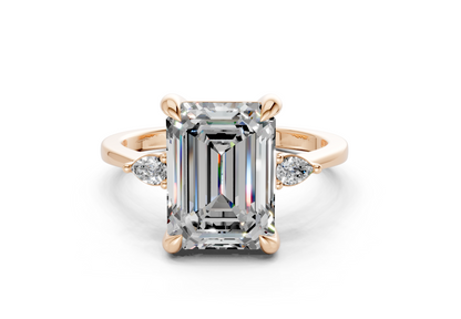 Mariana Diamond Three Stone Emerald Cut 2mm Engagement Ring
