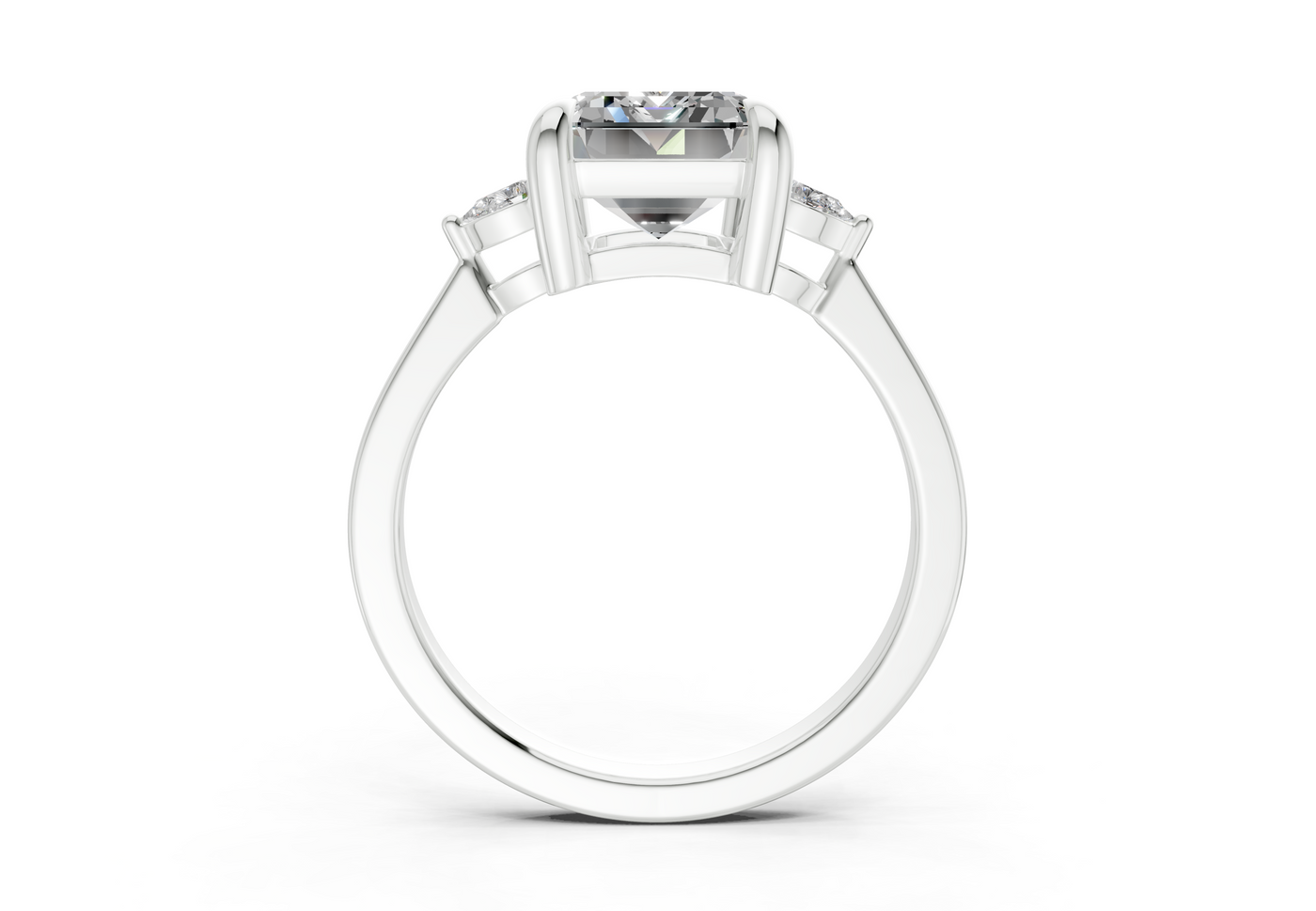 Mariana Diamond Three Stone Emerald Cut 2mm Engagement Ring
