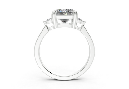 Mariana Diamond Three Stone Emerald Cut 2mm Engagement Ring