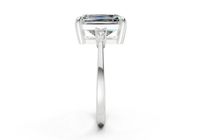 Mariana Diamond Three Stone Emerald Cut 2mm Engagement Ring