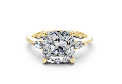 Mariana Diamond Three Stone Cushion Square Cut 2mm Engagement Ring