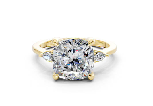 Mariana Diamond Three Stone Cushion Square Cut 2mm Engagement Ring