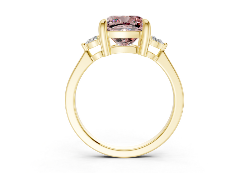 Mariana Pink Diamond Three Stone Cushion Square Cut 2mm Engagement Ring