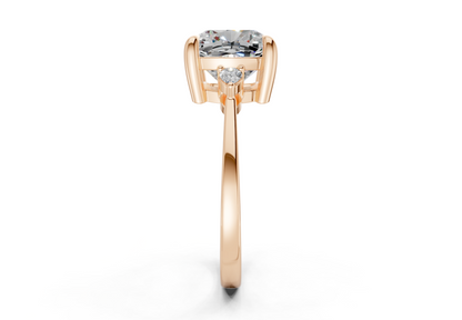 Mariana Diamond Three Stone Cushion Square Cut 2mm Engagement Ring
