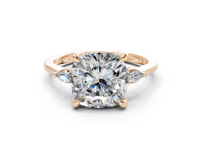 Mariana Diamond Three Stone Cushion Square Cut 2mm Engagement Ring