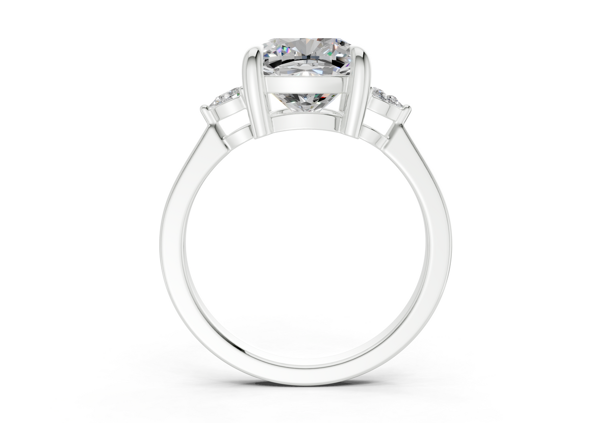 Mariana Diamond Three Stone Cushion Square Cut 2mm Engagement Ring