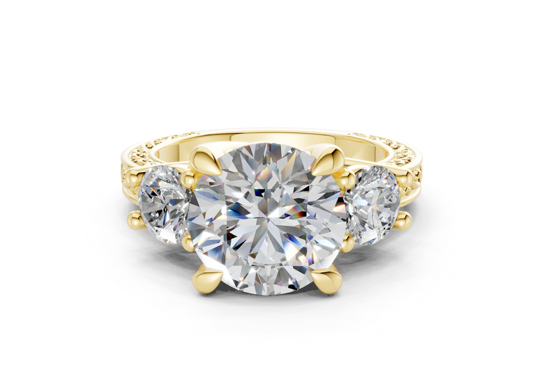 Zara Diamond Vintage Round Cut 3mm Engagement Ring