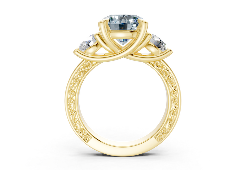 Zara Blue Diamond Vintage Round Cut 3mm Engagement Ring