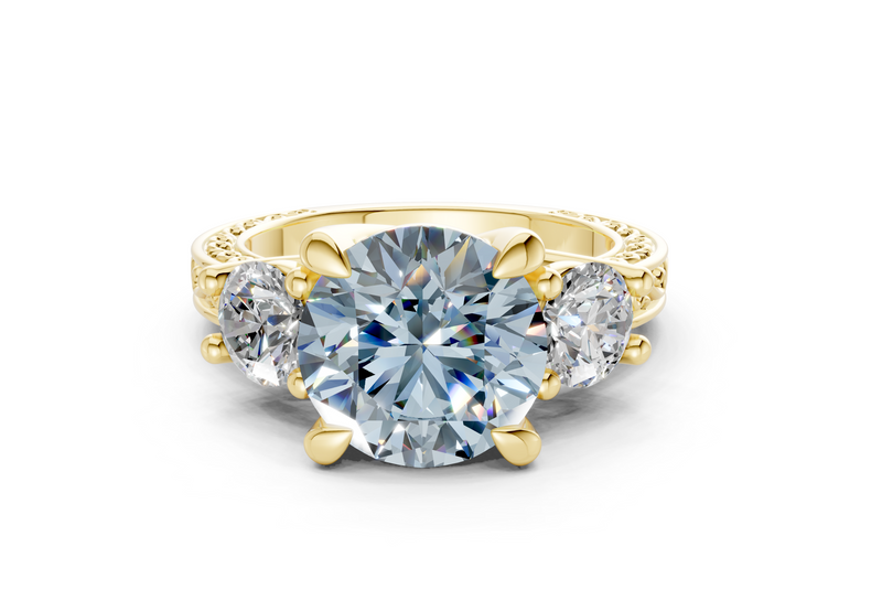 Zara Blue Diamond Vintage Round Cut 3mm Engagement Ring