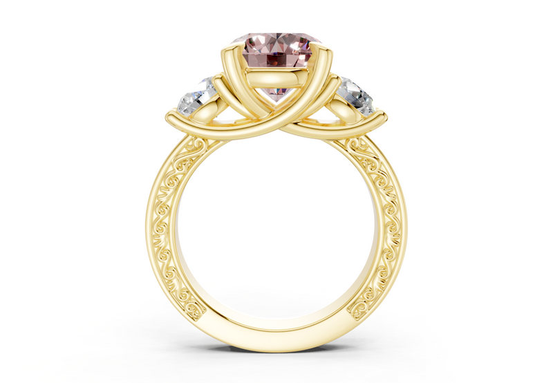 Zara Pink Diamond Vintage Round Cut 3mm Engagement Ring