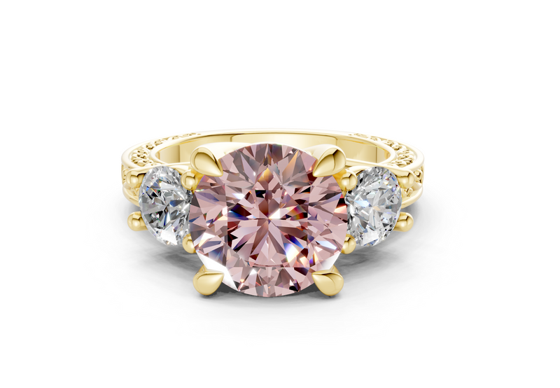 Zara Pink Diamond Vintage Round Cut 3mm Engagement Ring