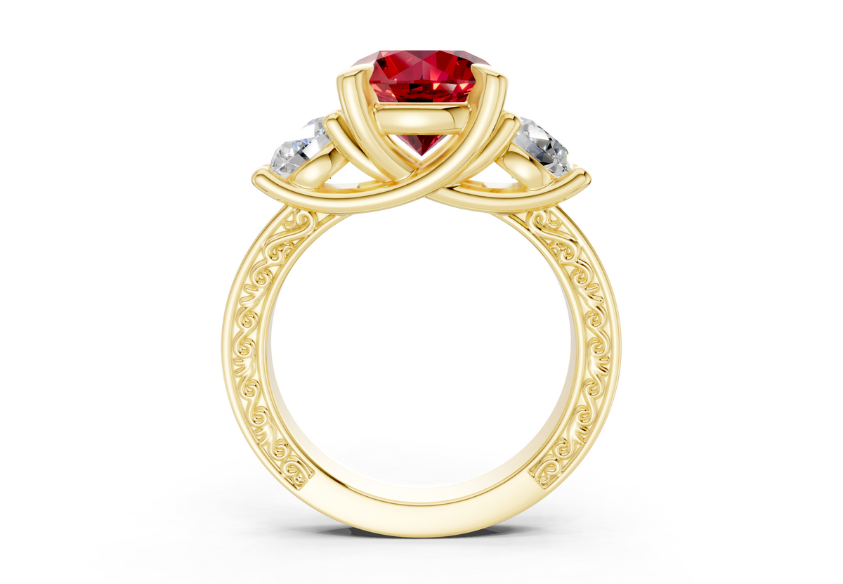 Zara Ruby Gemstone Vintage Round Cut 3mm Engagement Ring