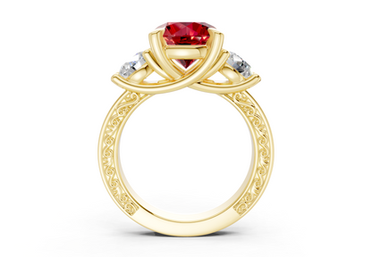 Zara Ruby Gemstone Vintage Round Cut 3mm Engagement Ring
