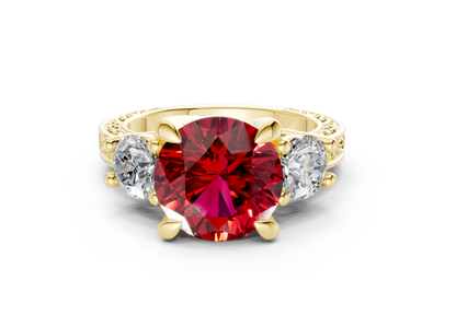 Zara Ruby Gemstone Vintage Round Cut 3mm Engagement Ring