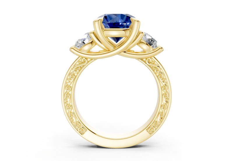 Zara Sapphire Gemstone Vintage Round Cut 3mm Engagement Ring