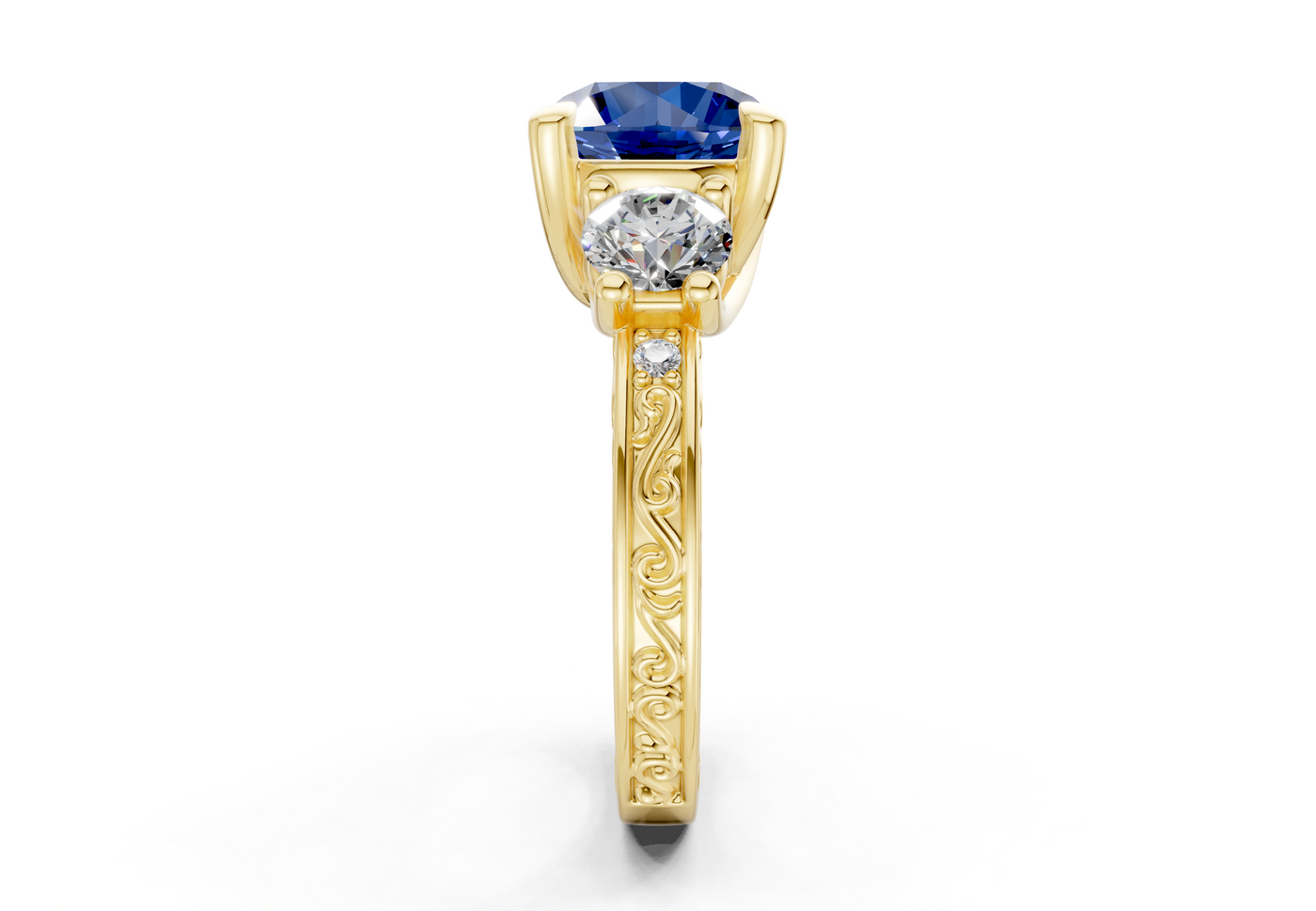 Zara Sapphire Gemstone Vintage Round Cut 3mm Engagement Ring