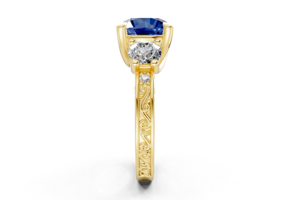 Zara Sapphire Gemstone Vintage Round Cut 3mm Engagement Ring