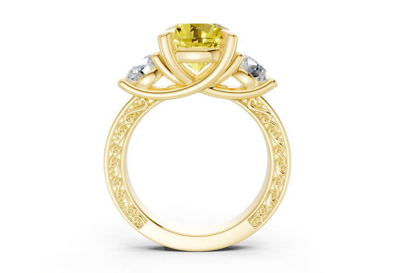 Zara Yellow Diamond Vintage Round Cut 3mm Engagement Ring