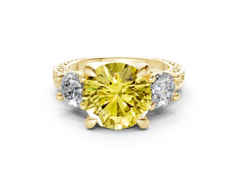 Zara Yellow Diamond Vintage Round Cut 3mm Engagement Ring