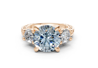 Zara Blue Diamond Vintage Round Cut 3mm Engagement Ring