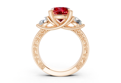 Zara Ruby Gemstone Vintage Round Cut 3mm Engagement Ring