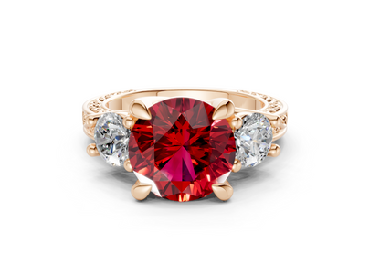Zara Ruby Gemstone Vintage Round Cut 3mm Engagement Ring