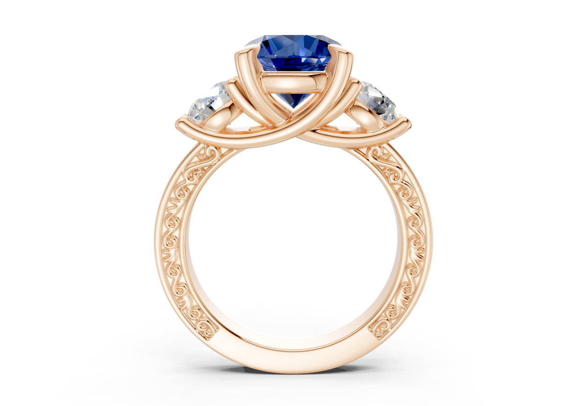 Zara Sapphire Gemstone Vintage Round Cut 3mm Engagement Ring